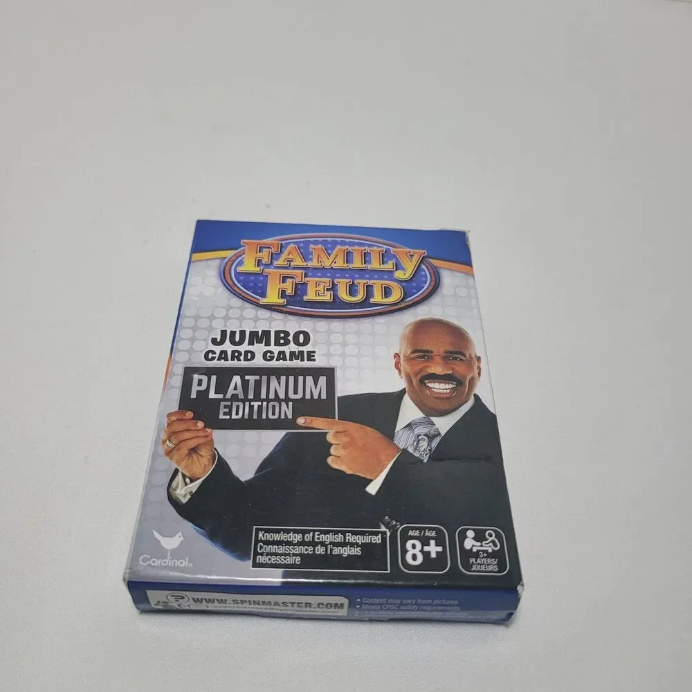 Family Feud Steve Harvey Jumbo Card Game Platinum Edition 3+ Players Torn Box